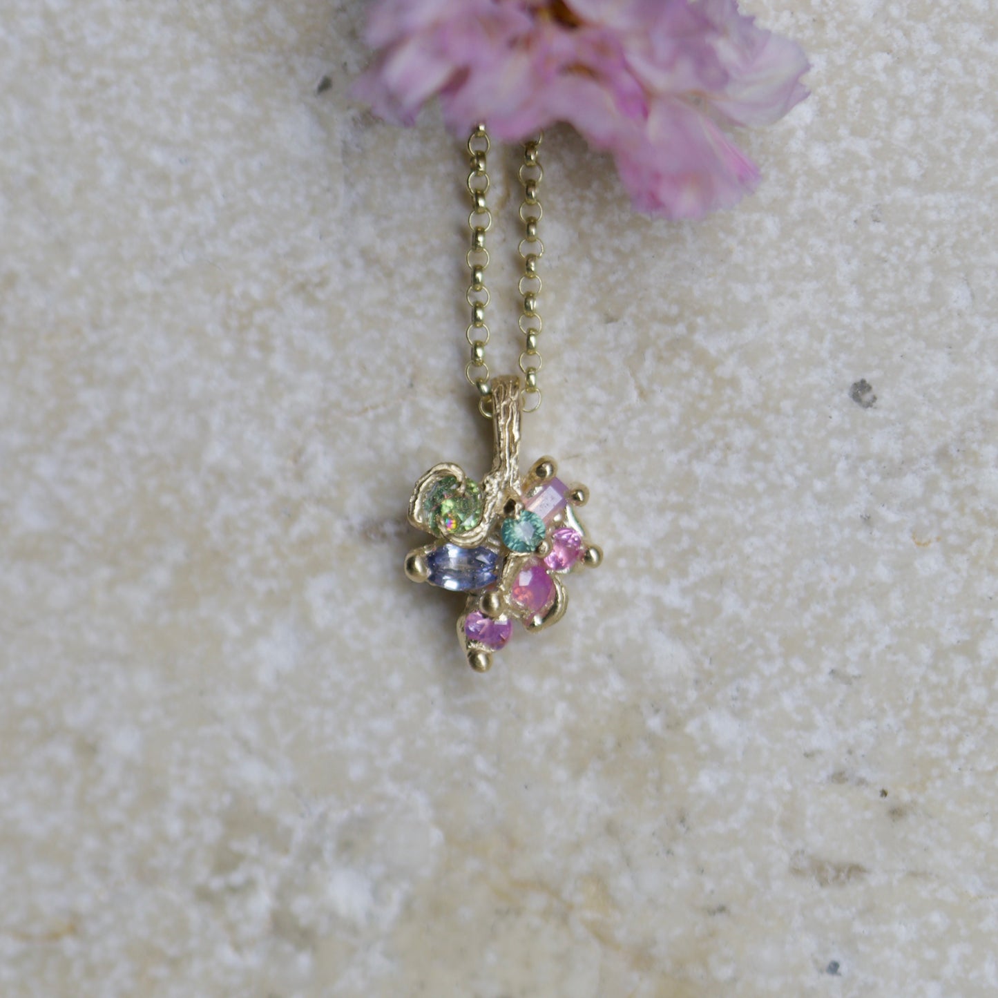 Persephone sapphire cluster necklace