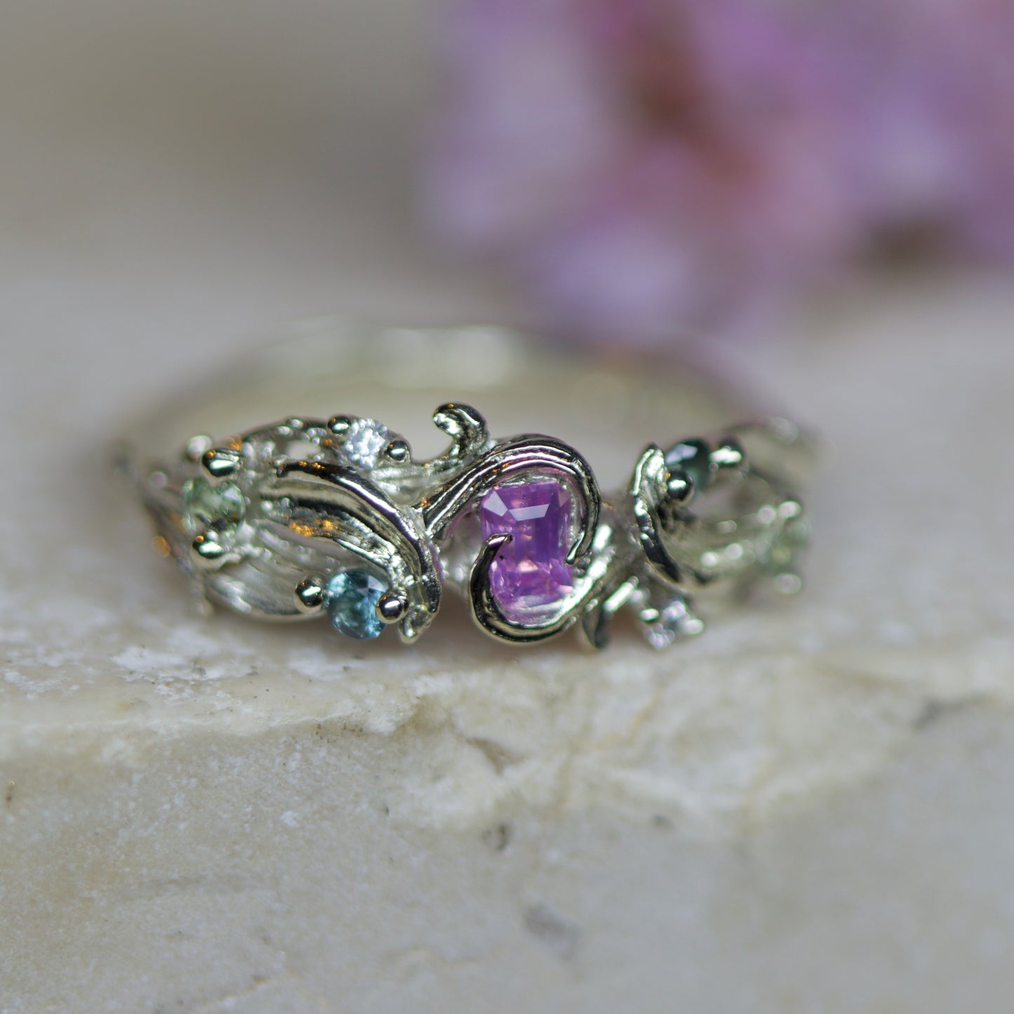 Pink sapphire ~ rosemary & hawthorn ring