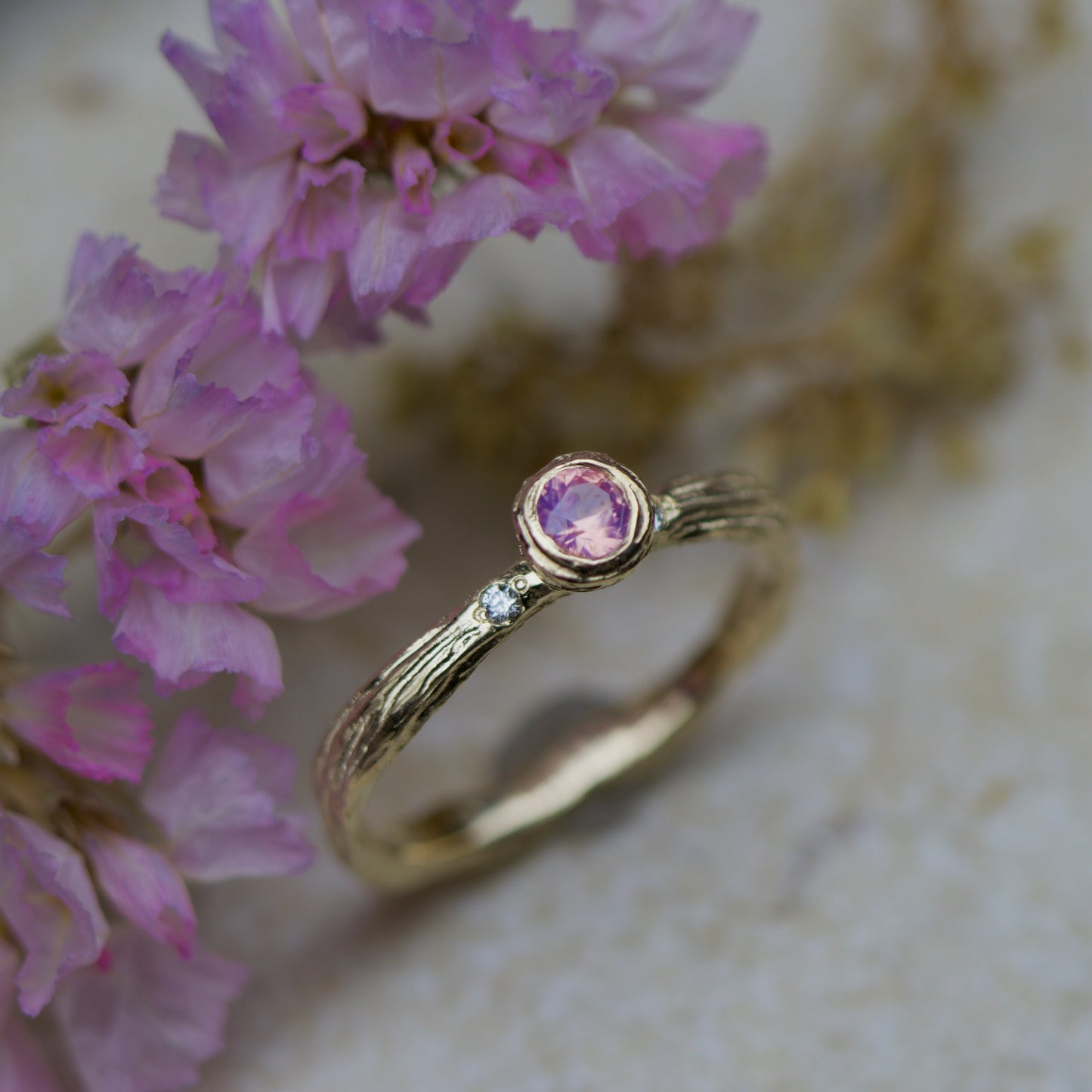 Elm solitaire ~ opalescent pink
(ready to ship)