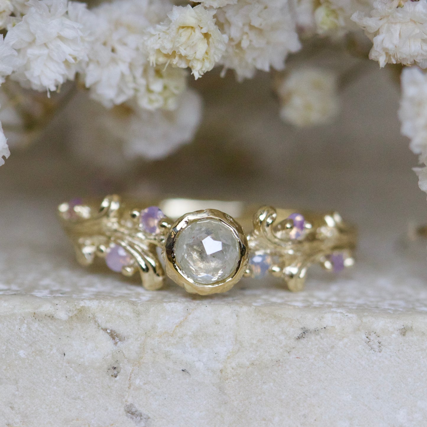 Milky diamond honey suckle ring ( ready to ship )