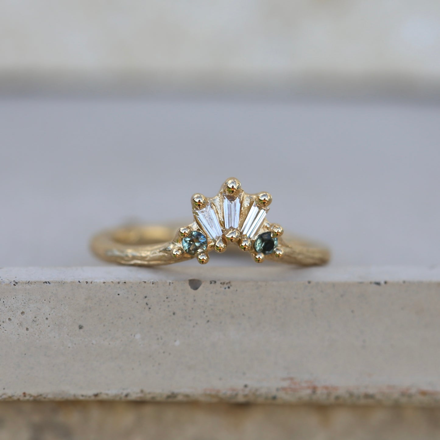Diamond & sapphire wishbone ring