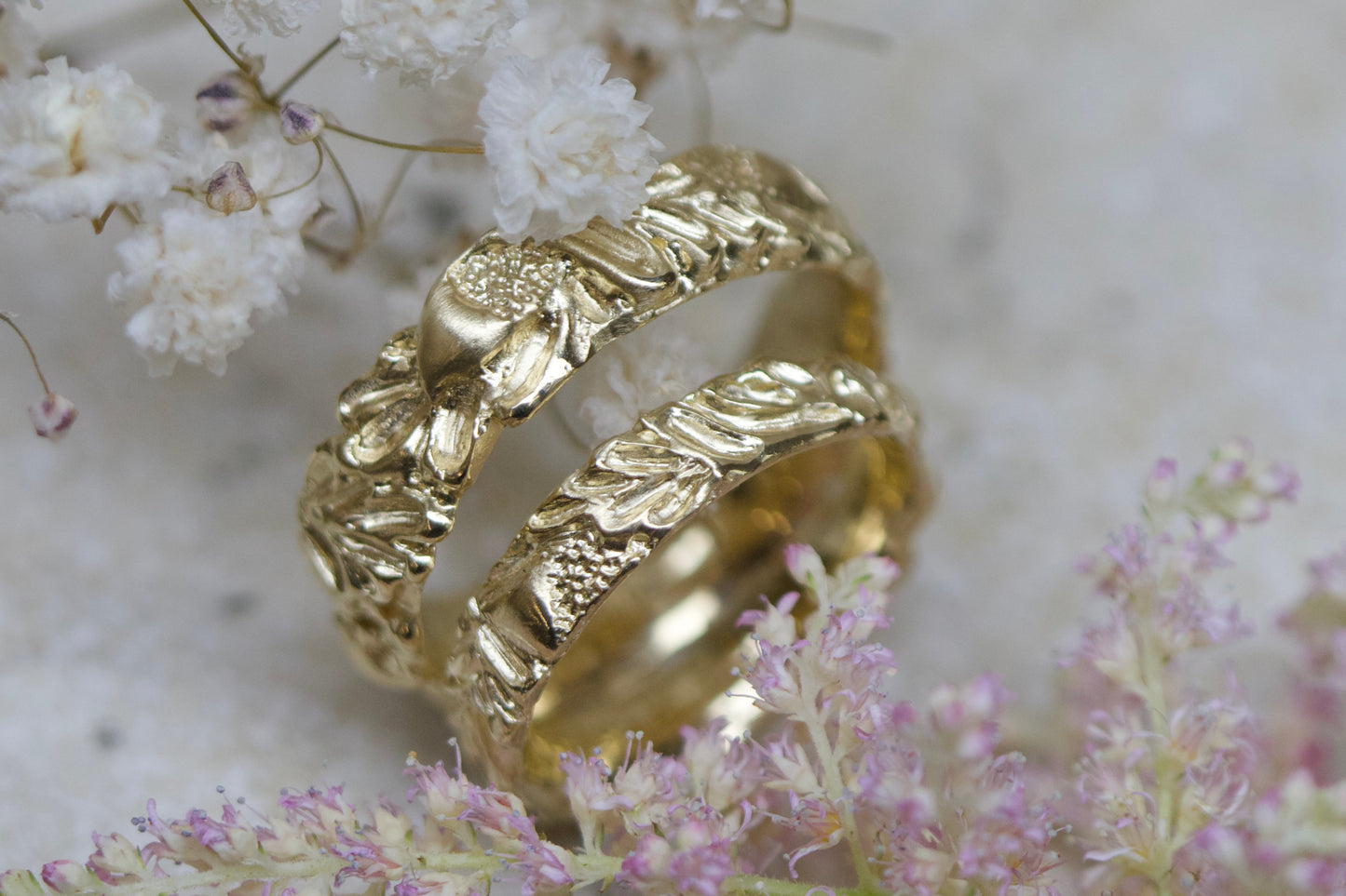 Oak leaf wedding bands