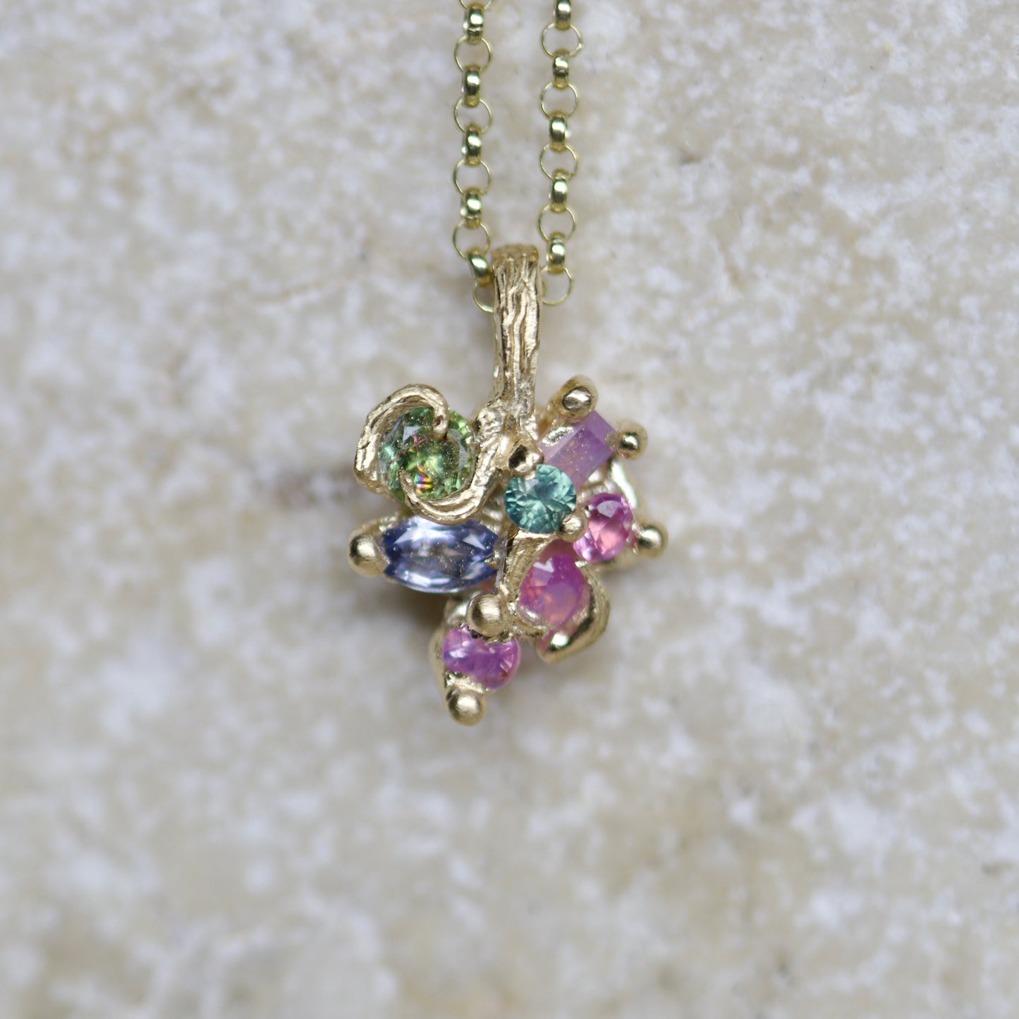 Persephone sapphire cluster necklace