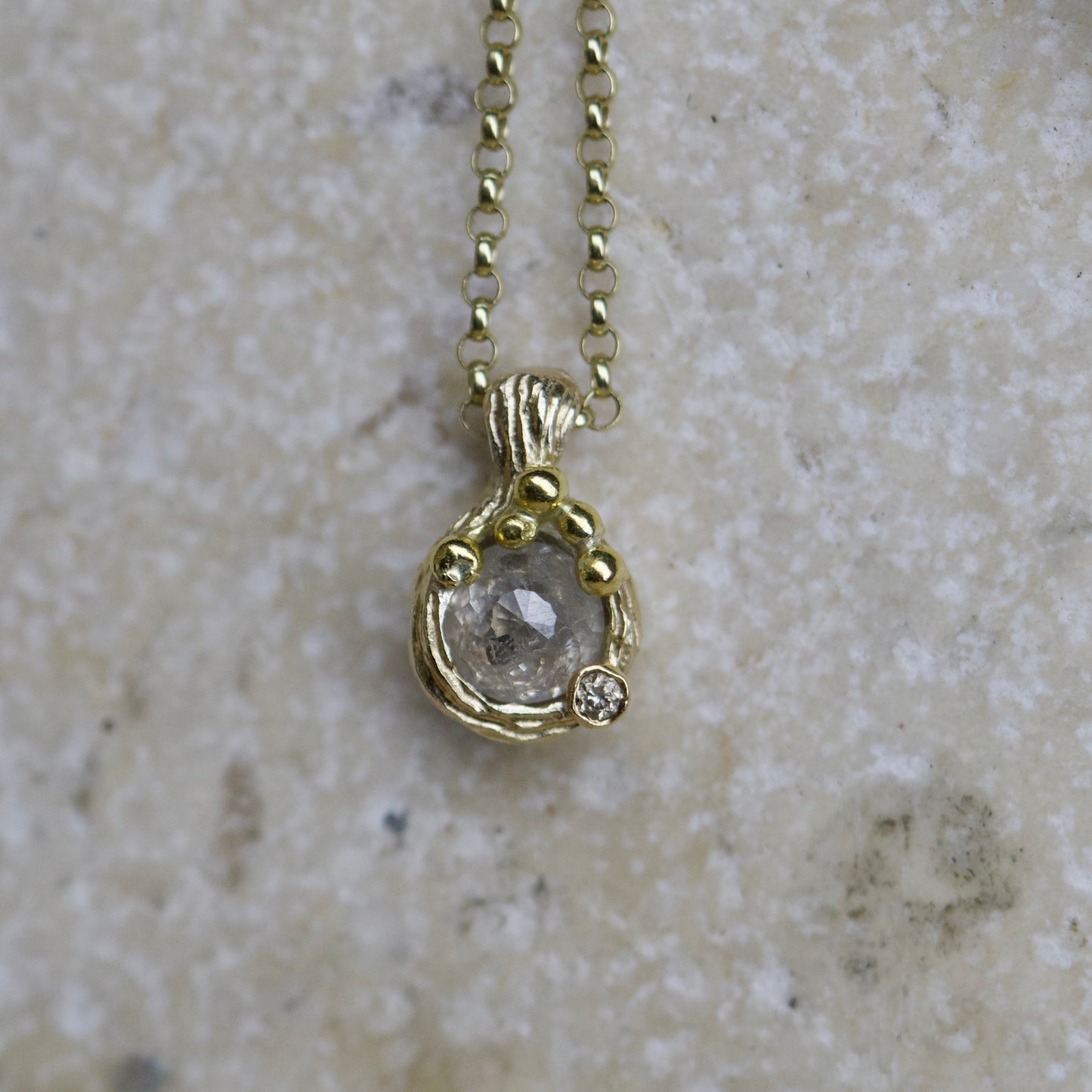 Rose cut diamond nugget pendant