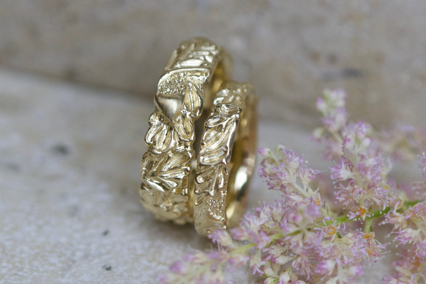 Oak leaf wedding bands