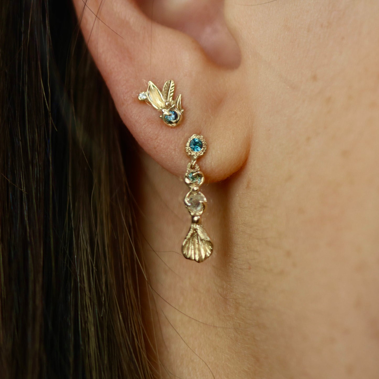 Wildflower sprig stud