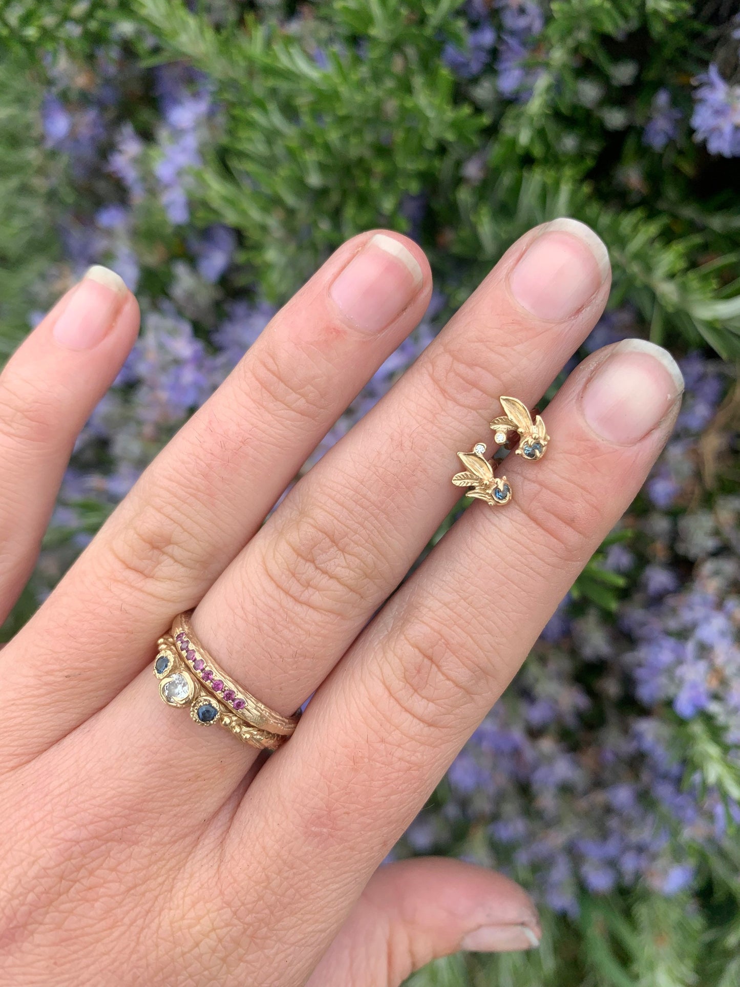 Wildflower sprig stud