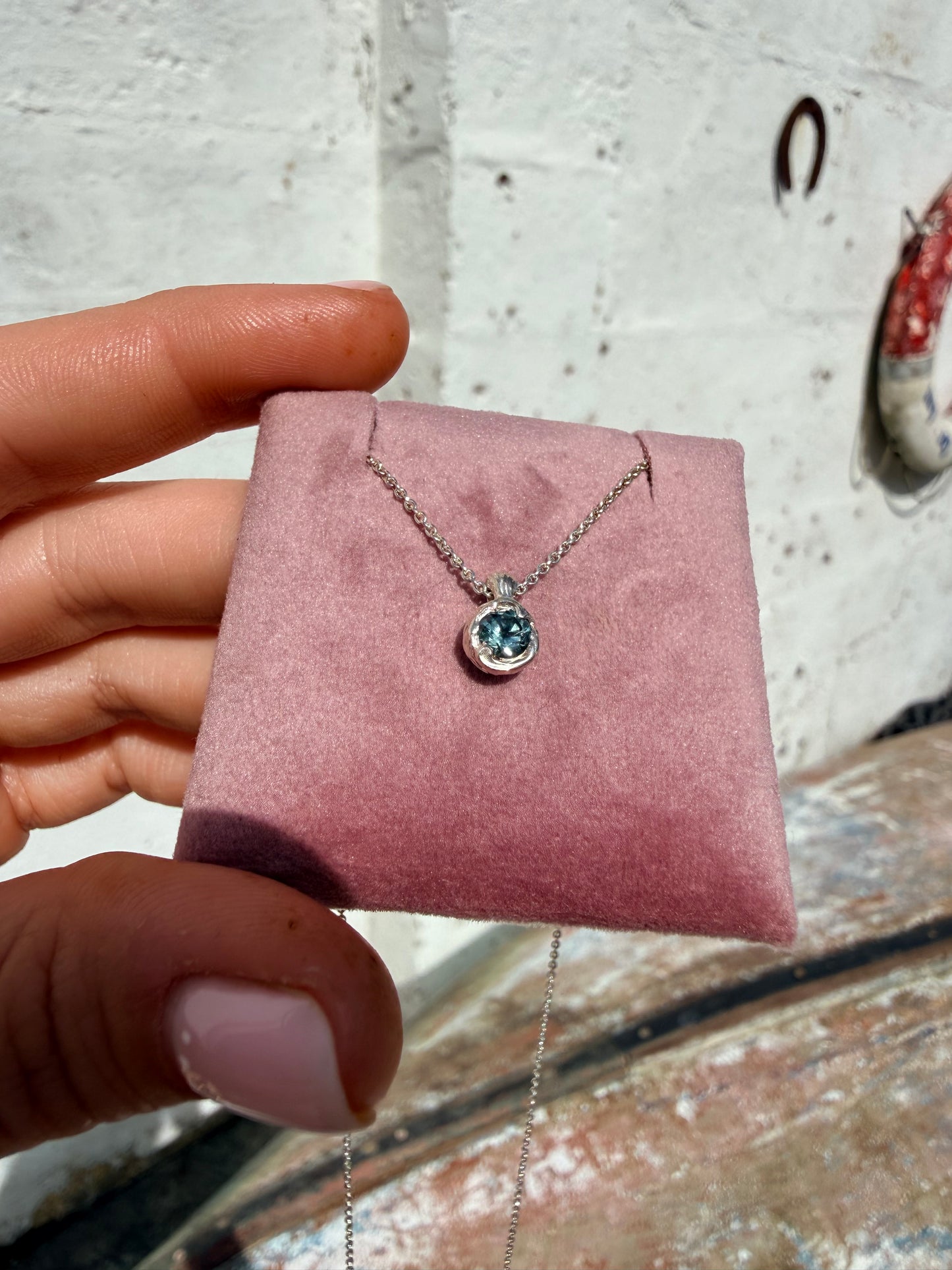 Sapphire seed pod necklace - ready to ship