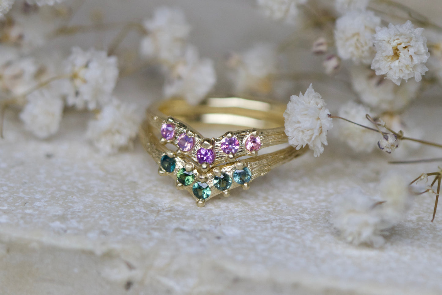 Saffir y môr ( Sea sapphire ) wishbone ring
