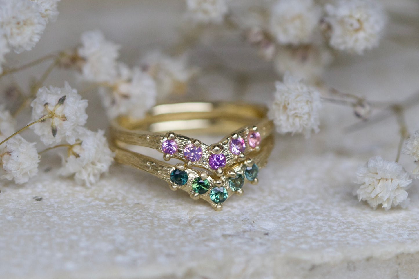 Saffir y môr ( Sea sapphire ) wishbone ring