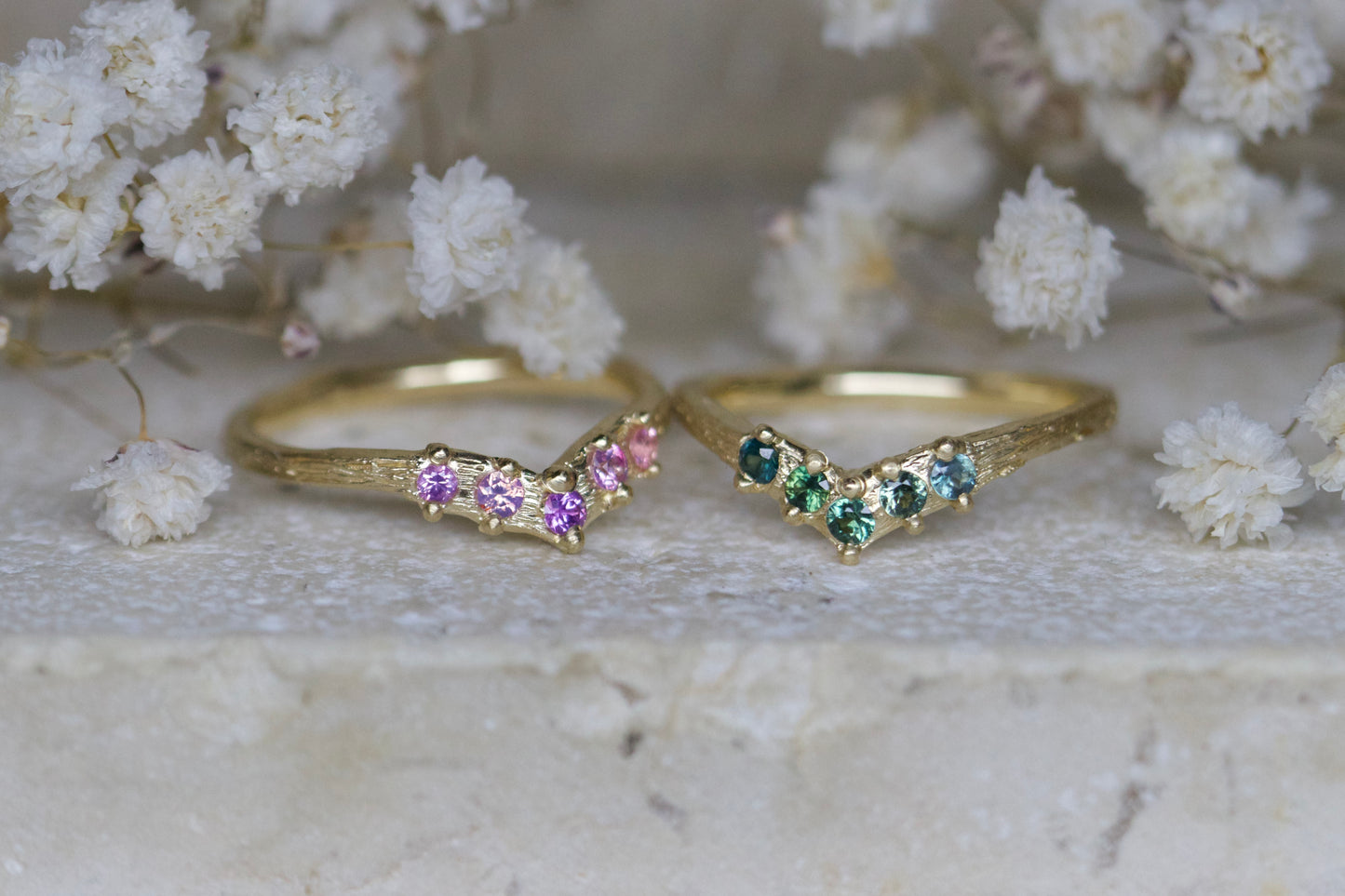 Saffir y môr ( Sea sapphire ) wishbone ring