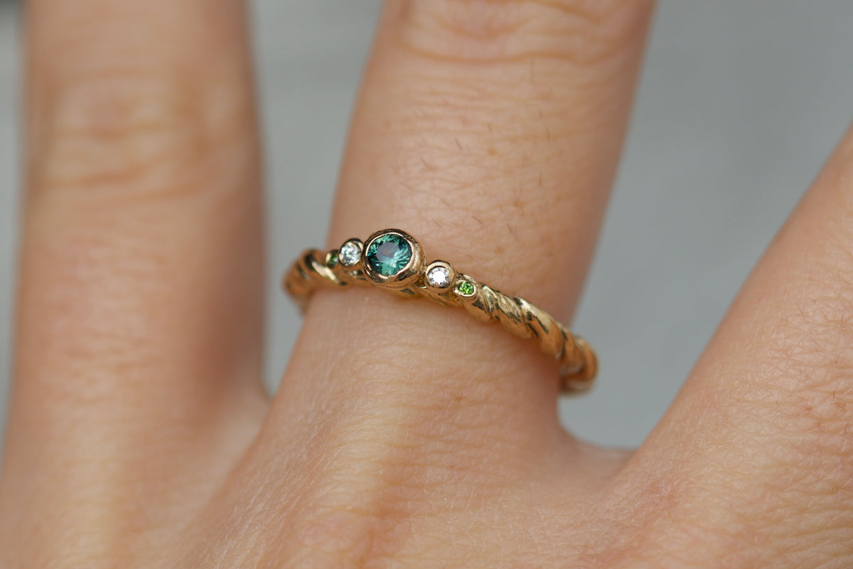 Fisherman’s rope and sea sapphire ring ( ready to ship )
