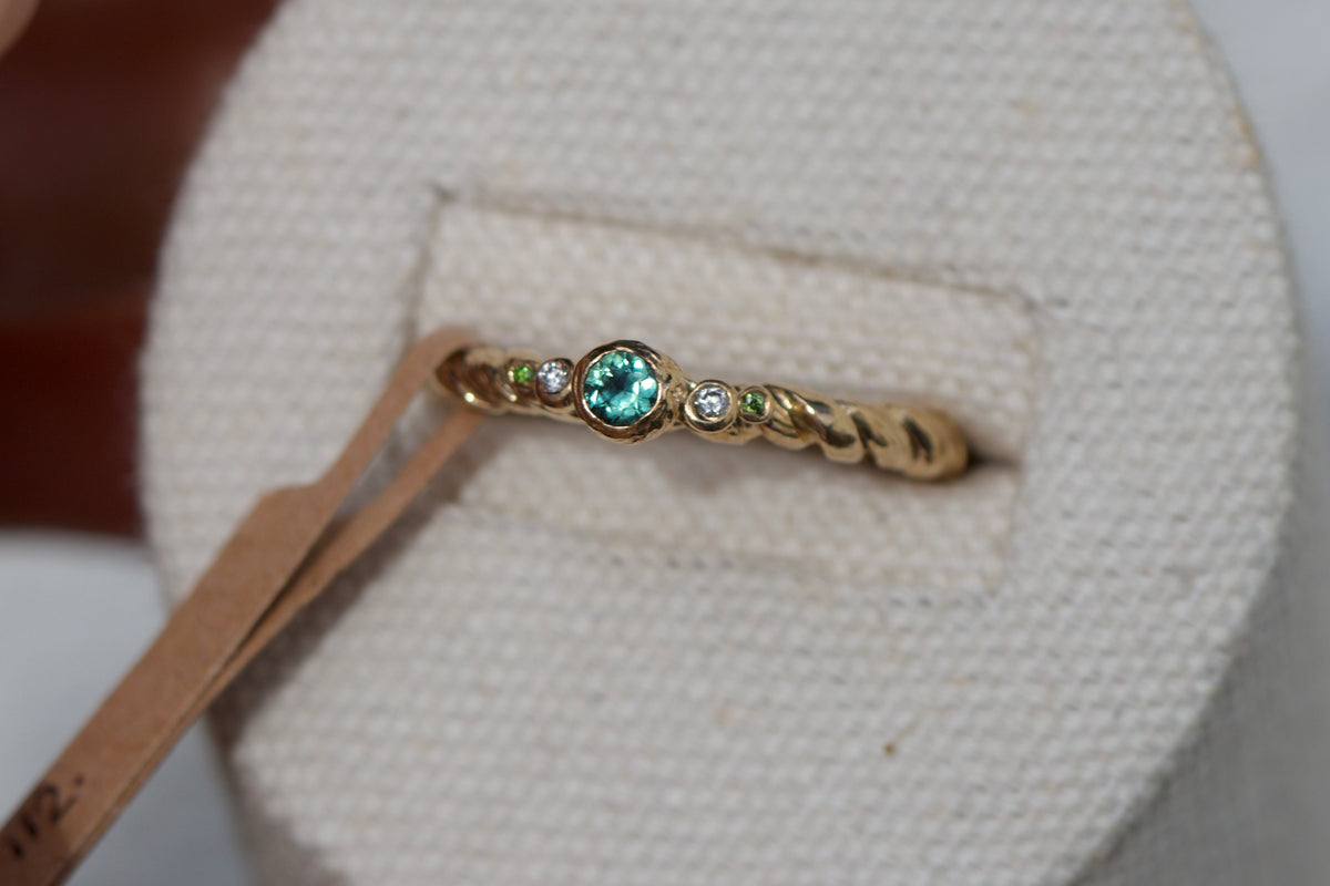 Fisherman’s rope and sea sapphire ring ( ready to ship )