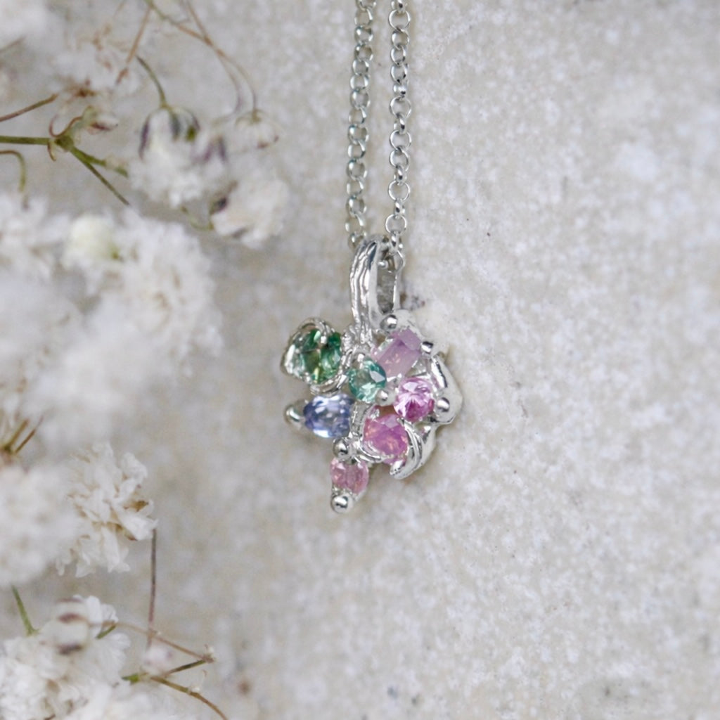 Blodeuwedd sapphire cluster necklace