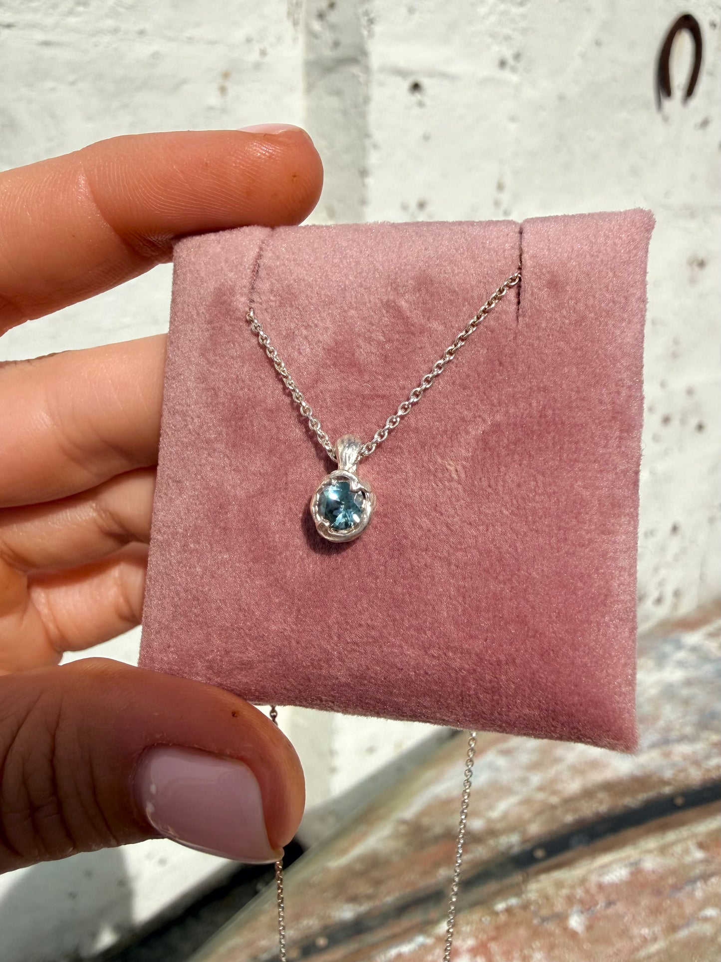 Sapphire seed pod necklace - ready to ship