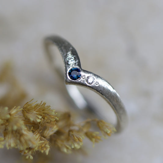 Seathrift sapphire wishbone ring