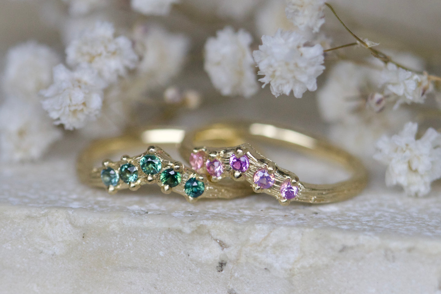 Saffir y môr ( Sea sapphire ) wishbone ring
