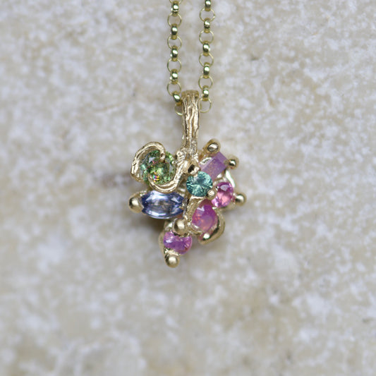Blodeuwedd sapphire cluster necklace