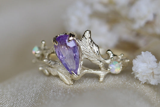Sapphire and opal OAK ring