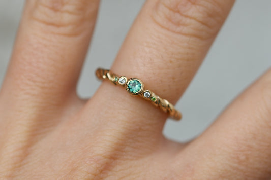 Fisherman’s rope and sea sapphire ring ( ready to ship )