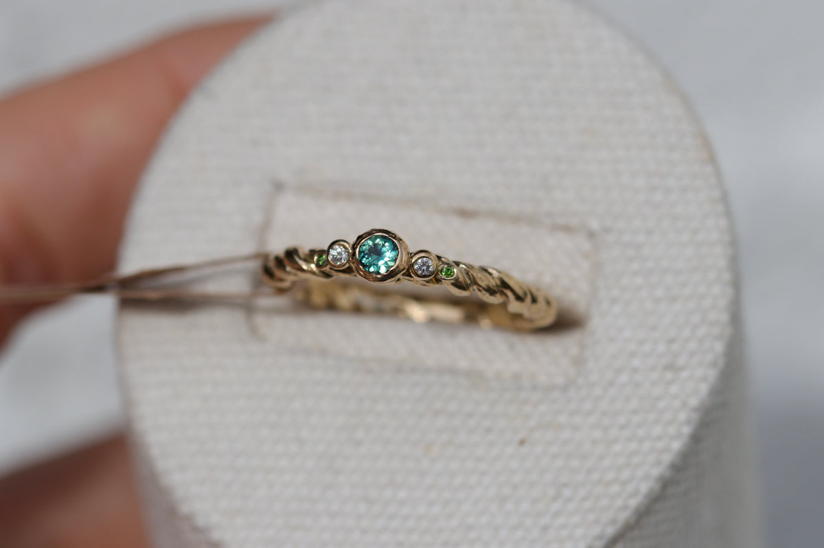 Fisherman’s rope and sea sapphire ring ( ready to ship )
