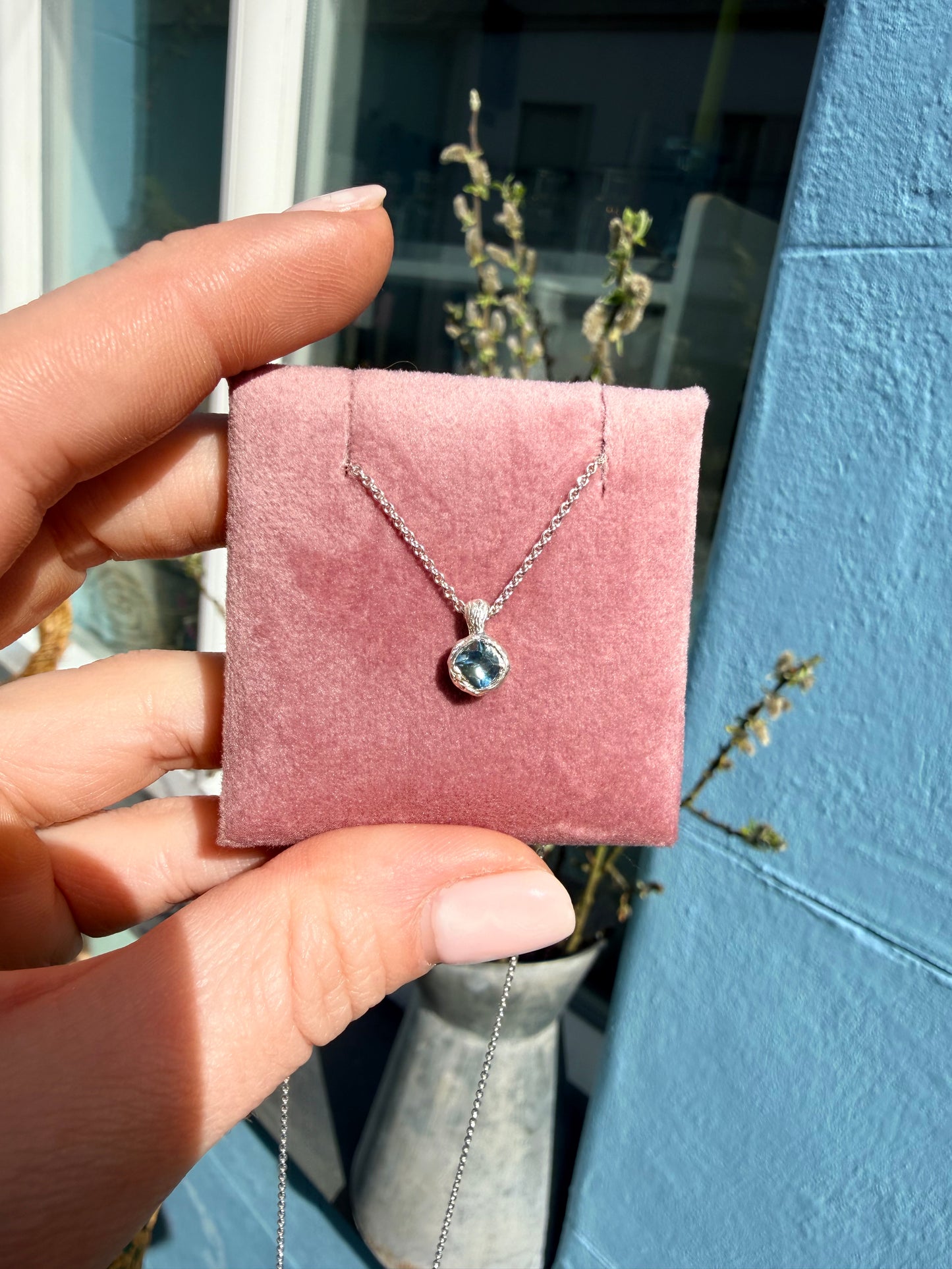 Sapphire seed necklace ( ready to ship )