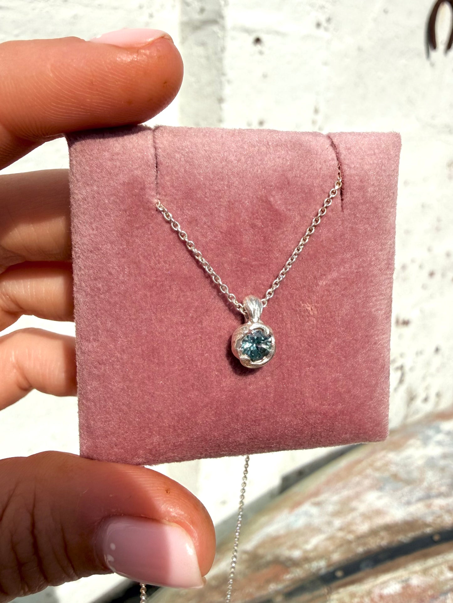 Sapphire seed pod necklace - ready to ship