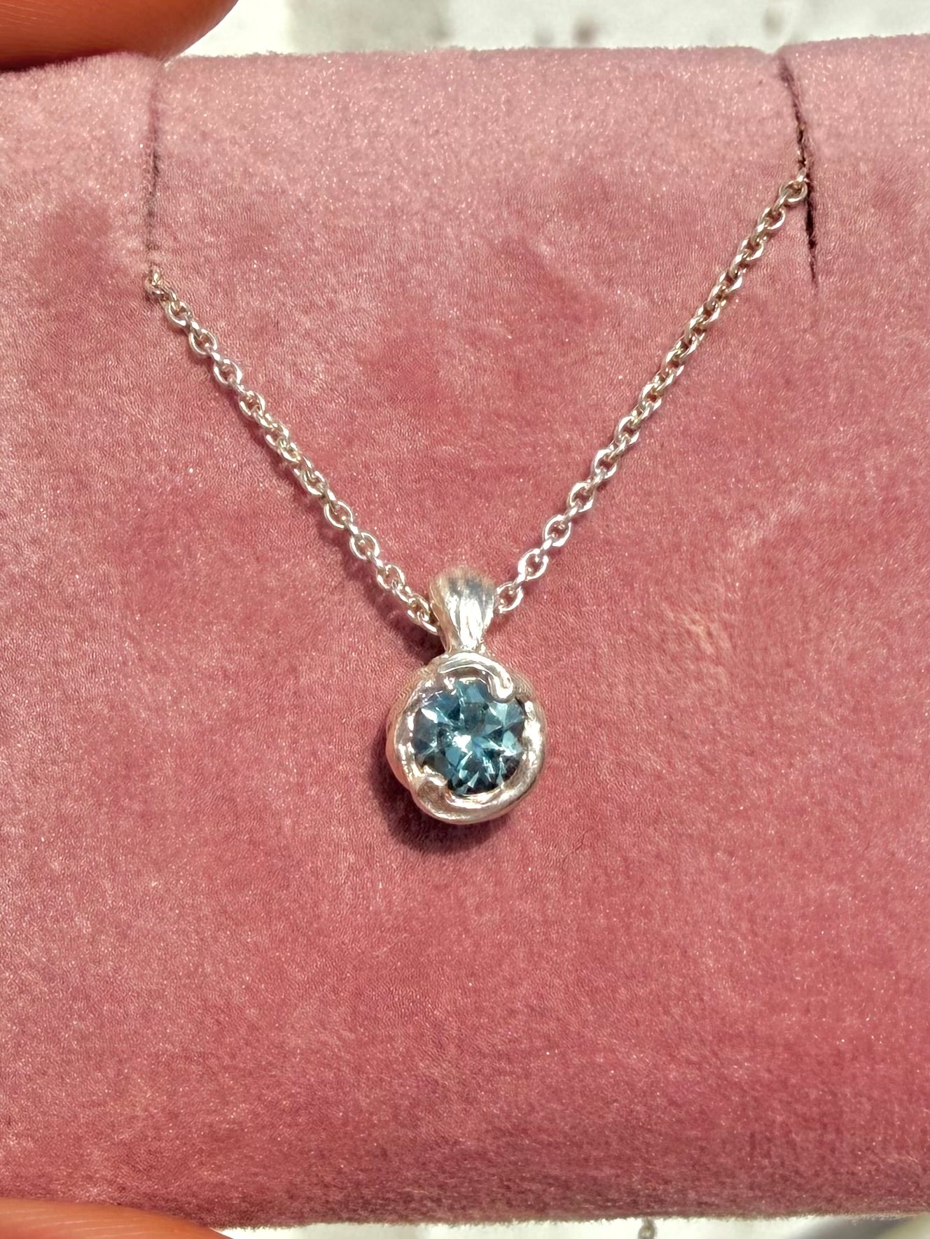 Sapphire seed pod necklace - ready to ship